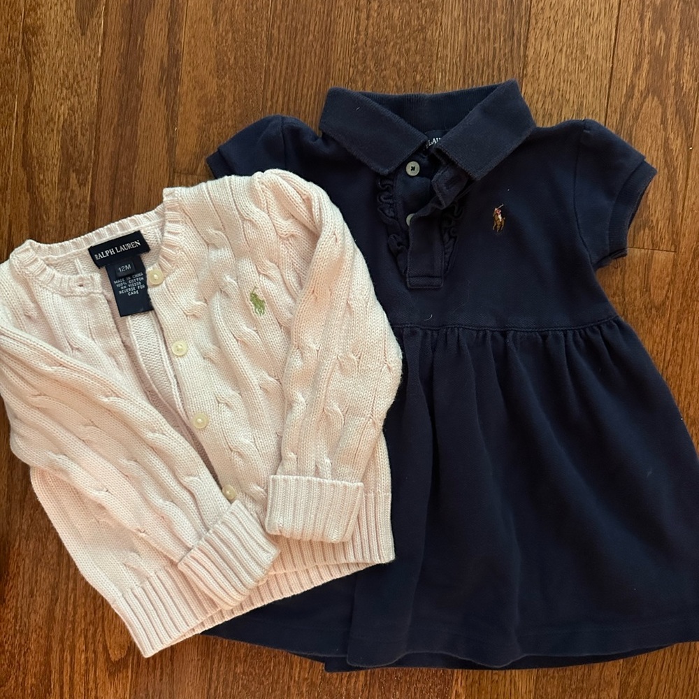 Ralph Lauren Kids Navy and Cream Shirt & Cardigan Set